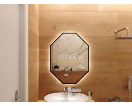 Зеркало в ванную комнату с подсветкой Валенза Блэк 90х90 см